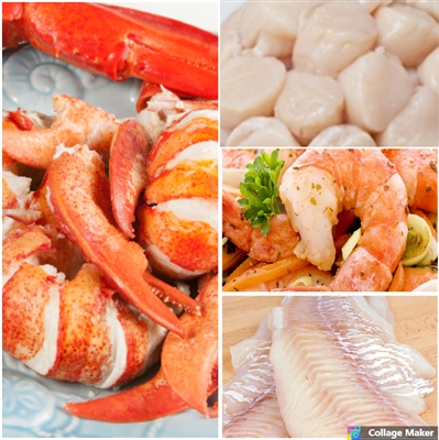 Scallops, Lobster Meat, Shrimp & Haddock